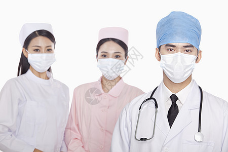 医护人员用外科口罩 工作室拍摄的肖像图片