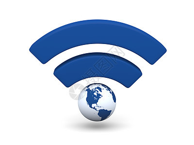 蓝色无线Fi符号上网热点行星白色网络插图网吧互联网地球背景图片