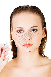 在女性脸上注射代用肉毒杆毒素医生卫生嘴唇老化药品皮肤皱纹胶原女孩治疗图片