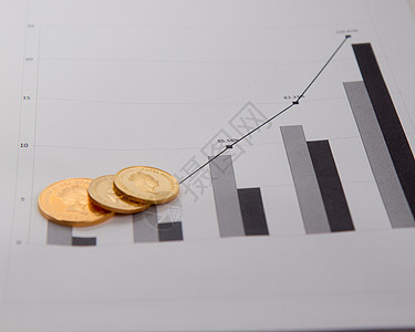 财务图表上的金硬币商务资金金融货币基金销售交换经济数据工作图片