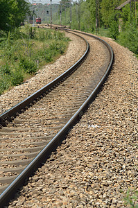 铁路铁路轨道晴天地平线旅行国家曲线条纹金属建造铁轨运输图片