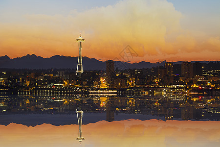 橙子海报西雅图市西雅图日出天线背景