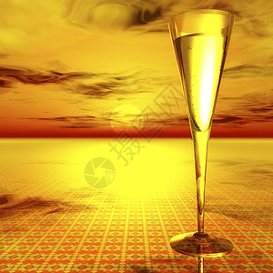 香槟杯杯子日落鸡尾圣杯玻璃香槟太阳珠子酒吧饮料图片