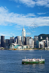 香港胜景港商业晴天建筑场景海洋摩天大楼天际市中心中心巡航图片