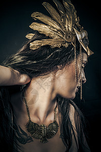 戴金面罩的印度女人 古代女神图片