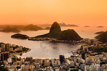 巴西里约热内卢海洋海滩金子旅行天线面包全景码头森林酒店图片