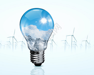 电灯泡和风车发电机白色发明涡轮力量绿色环境创新技术活力转子图片