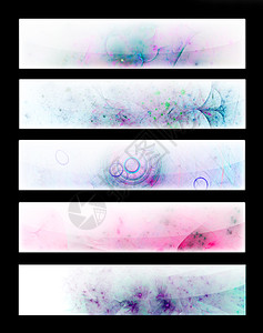 5 Banner 模板海浪横幅互联网标识反射溪流风格推介会卡片装饰图片