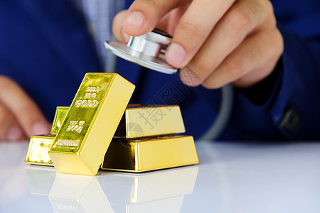 金金条概念反射金融商业金条储蓄交换黄色运气金子投资图片
