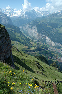 瑞士阿尔卑斯山蓝色踪迹冒险顶峰石头城市天空山脉远足岩石图片