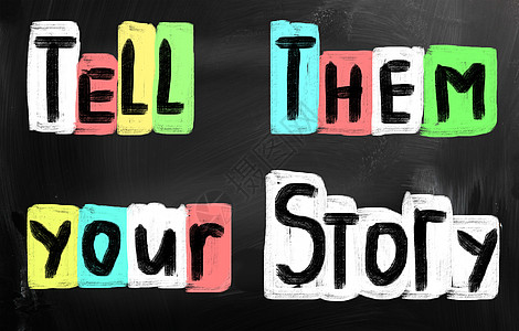 告诉他们你的故事木板挑战老师按钮粉笔白色社会商业黑板评书图片