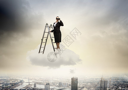 商业愿景人士玻璃楼梯天空工作商务活力女孩阶梯视力图片