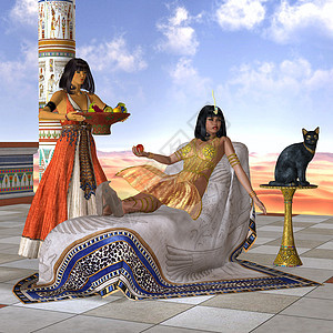 埃及克利奥佩特拉帝国王国女性统治者王朝插图魅力女孩头饰妻子图片
