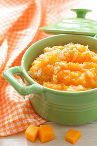 南瓜粥生产稀饭烹饪食物厨房壁球橙子桌子饮食假期图片