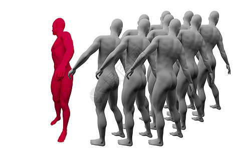 站在人群的外面想法图像形状计算机数字个性白色概念红色绘图图片