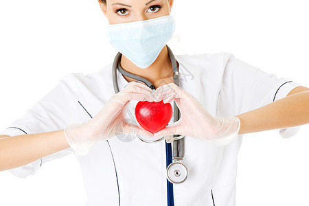 年幼的护士在她手中怀着心心脏病学医生情况从业者诊断护理疾病有氧运动医院科学图片