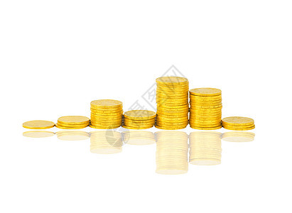 白上隔离的金币和植物投资商业现金经济交换硬币财富储蓄债务金子图片