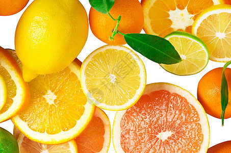 斯匹鲁切片混合橙子黄色柠檬饮食绿色水果热带柚子营养食物图片
