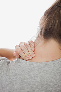 妇女颈部疼痛的割伤形象背景图片