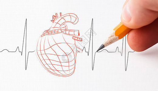 心脏和心率线的曲折图片
