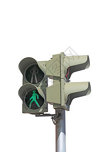 白色背景上隔离的交通灯绿色信号灯绿色信号男人楷模安全街道红色警告行人危险城市注意力图片
