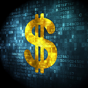 数字背景上的货币概念美元贷款电脑财富价格金融像素化成功监视器蓝色市场图片