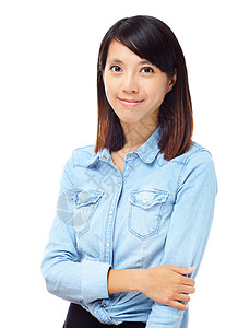 亚裔妇女女性女人女子白色微笑背景图片