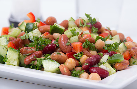 混合豆沙拉沙拉黄瓜食品蔬菜食物减肥香菜健康饮食豆类图片