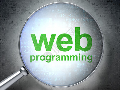 SEO 网络开发概念 带光玻璃的网络编程设计引擎网站代码绿色文本放大镜创造力数据网页图片