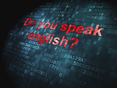 教育概念 你会说英语吗 在数字背景方面学校培训师教练考试知识蓝色展示像素化说话技术图片