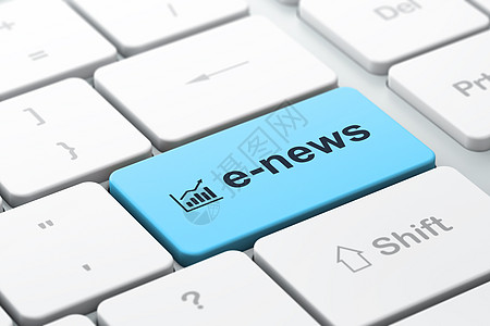新闻概念 增长图和计算机键盘背面的电子新闻g图片