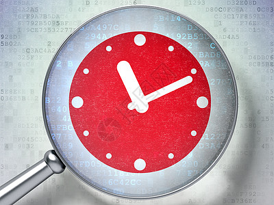 时间线概念 数字回春时用光玻璃敲钟历史红色放大镜展示代码手表倒数数据镜片日程图片