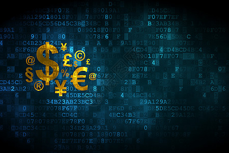 数字背景上的金融概念金融符号蓝色电脑屏幕伙伴生意展示成就技术战略营销图片