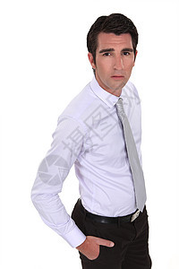 一个担心的商务人士管理人员套装挫折灾难商务工人失败疼痛办公室领带图片
