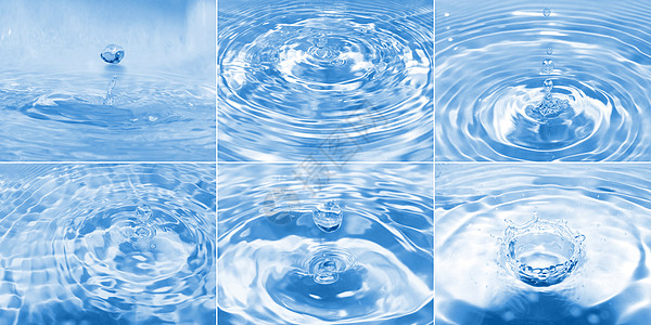 滴水宏观海浪反射液体温泉波浪蓝色拼贴画生活圆圈背景图片