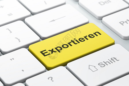 商业概念 计算机键盘背面的Exportieren(German)图片