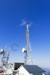 蓝天电信塔台Blue Sky电话发射机天空电脑商业工程带宽收音机频率卫星图片