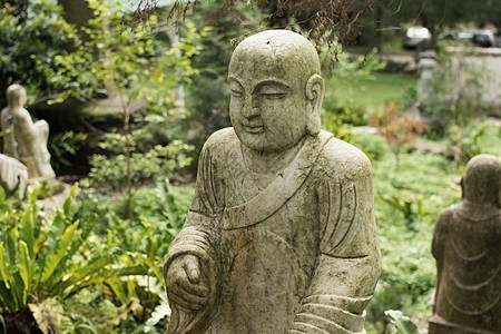 被毁坏的雕像禅意植物宗教雕塑上帝智慧菩萨场景古董沉思图片