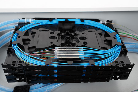 光纤插件磁带绳索蓝色玻璃网络激光电讯工程内阁全球框架图片