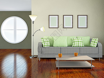 沙发和灯建筑学奢华木板桌子客厅木地板木头枕头石膏房间图片