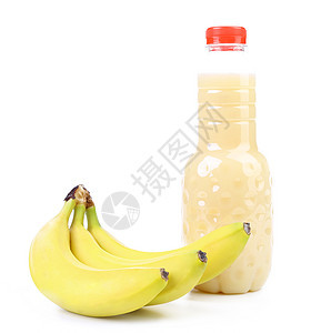 香蕉和一瓶果汁维生素黄色白色健康饮食玻璃饮食营养食物瓶子水果图片