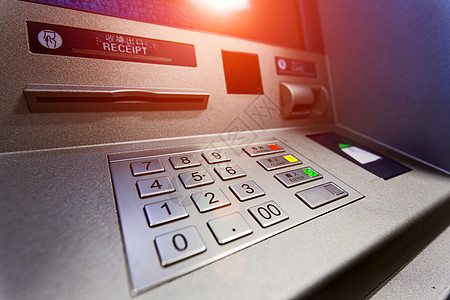ATM 自动取款机手指银行业拨号屏幕别针钥匙账单顾客出纳员商业图片