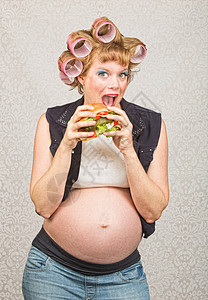 孕妇吃桑威奇母性蓝色乡巴佬母亲化妆品主妇口红妈妈女士肚子图片