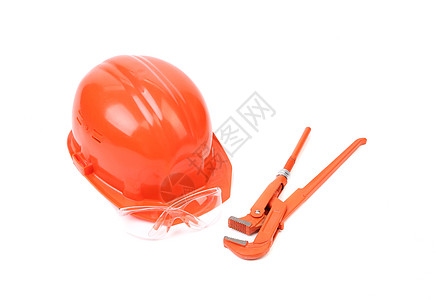 各种工作设备工具气体红色捍卫者头盔安全工业盔甲工人结构性图片