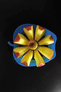 一个蓝玻璃剪切工具节食创新楔子刀刃磁带用具切割饮食金属水果图片