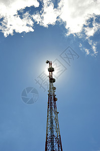 电讯塔技术桅杆金属信号蓝色天空广播电视车站接待图片