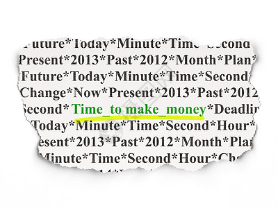 时间概念 是时候在纸面背景上赚钱了日程历史年表报纸新闻标签运动小时倒数展示图片