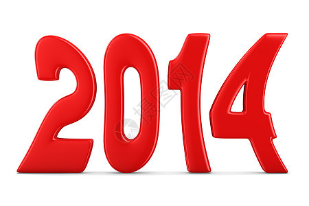 2014年新年 孤立的 3D 图像反射日历数字时间假期年度红色庆典预报插图图片