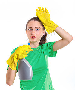 女装看门人手套工人清洁工卫生工作头发家庭女佣主妇图片