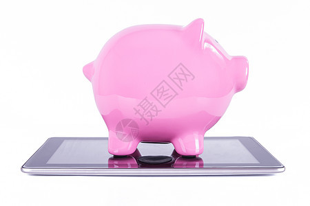 石板上的猪肉银行沟通生长利润机动性投资屏幕电脑药片数据按钮图片